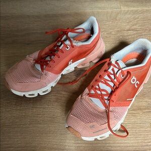 On Running Red Athletic Shoes Lightweight Performance Design